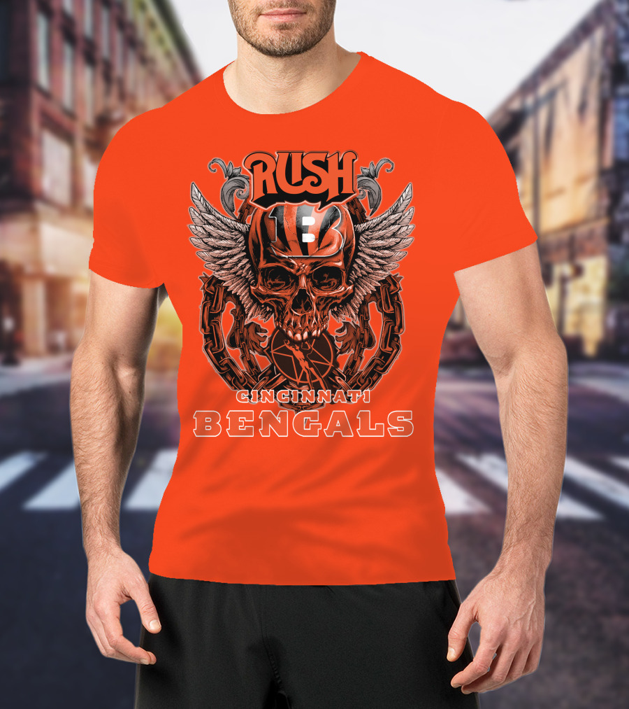 Rush Cincinnati Bengals Helmet Wings Skull T-Shirt