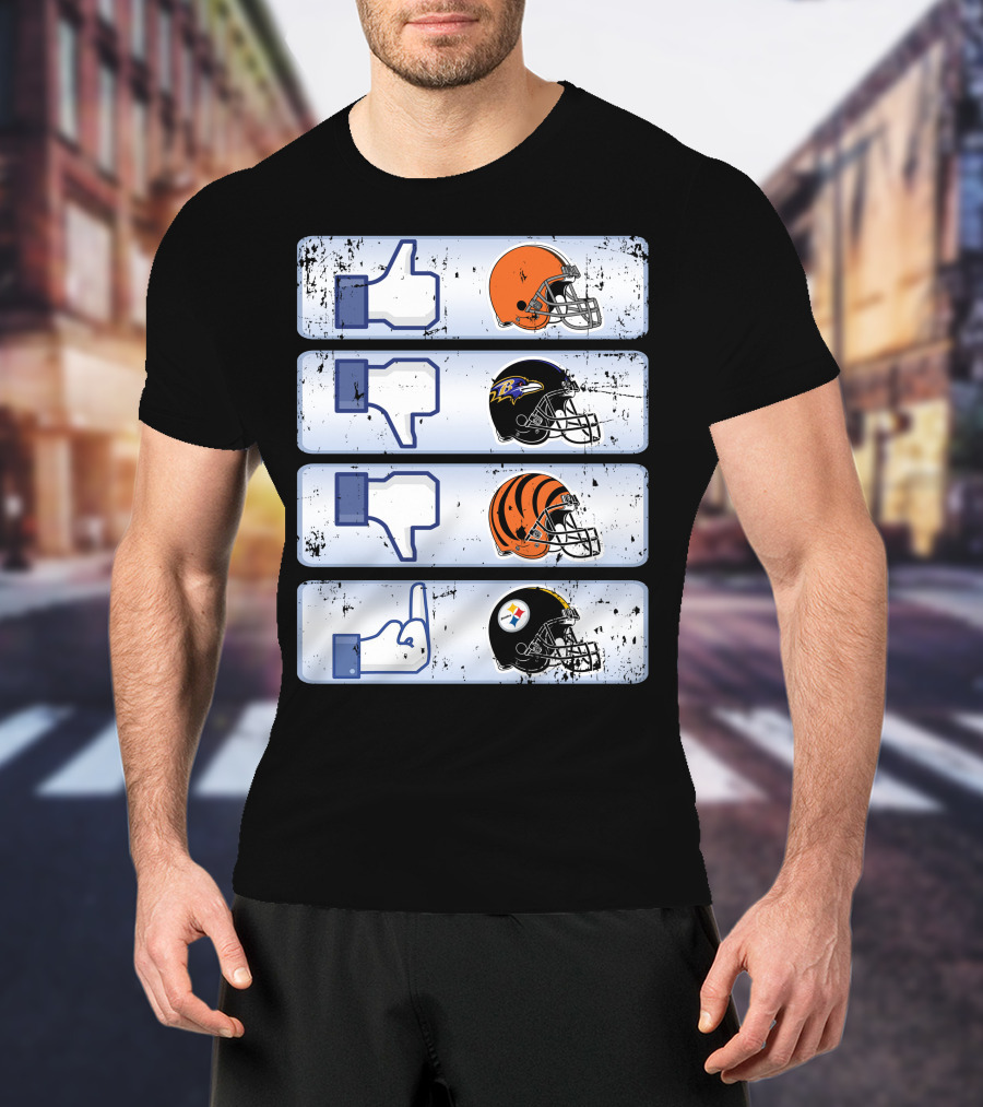 Cleveland Browns 69 Helmet Thumbs Up Like Steelers Bengals Ravens Logos T-Shirt