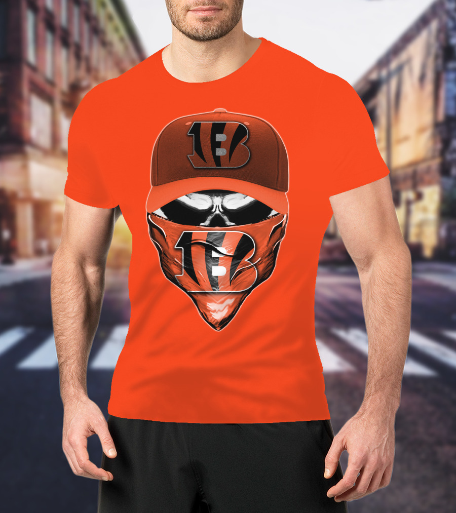 Cincinnati Bengals Skull Mask V6 T-Shirt