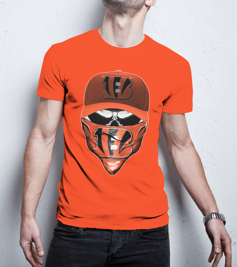 Cincinnati Bengals Skull Mask V6 T-Shirt