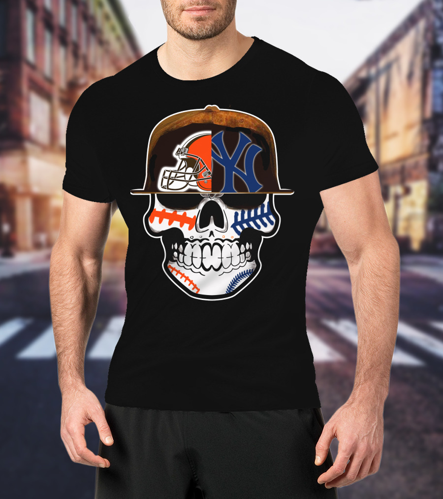 Cleveland Browns Yankees Skull Cap Fusion T-Shirt