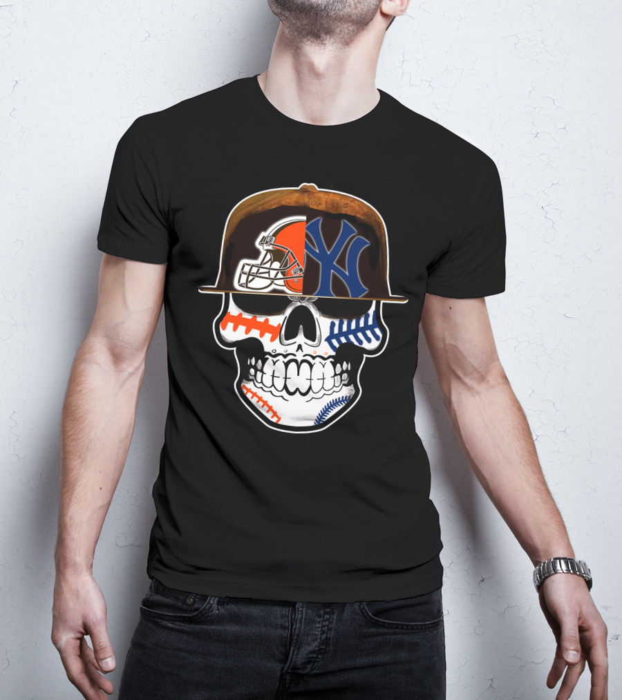 Cleveland Browns Yankees Skull Cap Fusion T-Shirt