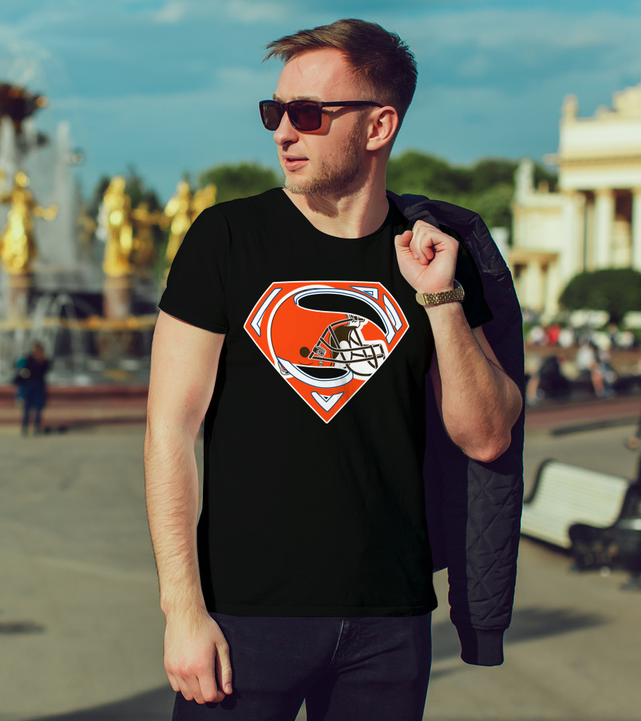 Cleveland Browns Helmet Superman Logo 72 T-Shirt