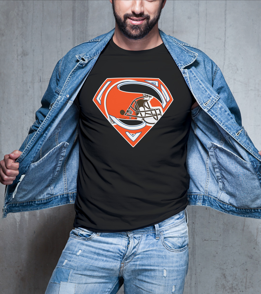 Cleveland Browns Helmet Superman Logo 72 T-Shirt