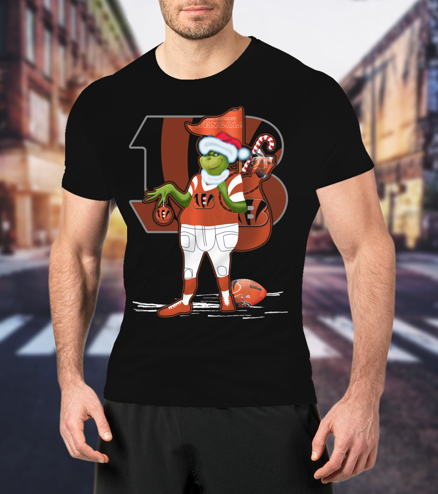 Grinchxmas Cincinnati Bengals Football Holiday Santa Hat T-Shirt