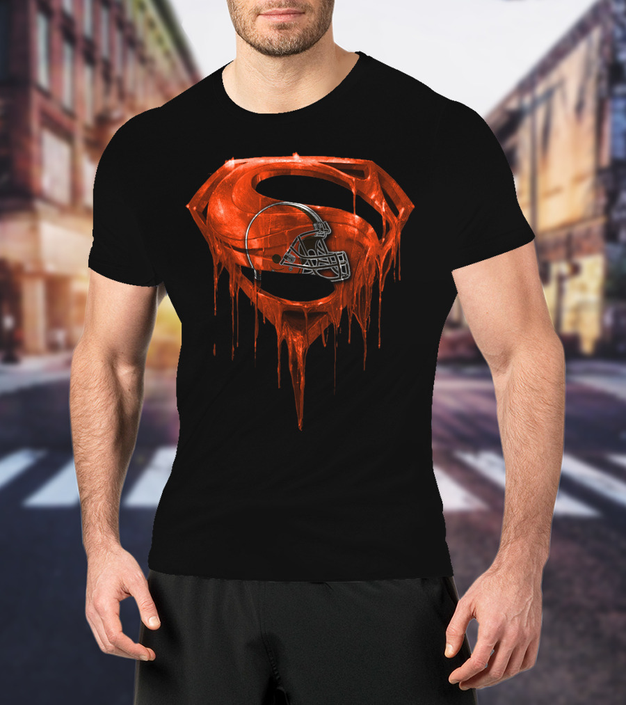 Spm CLEVELAND BROWNS Dripping Superhero Helmet T-Shirt