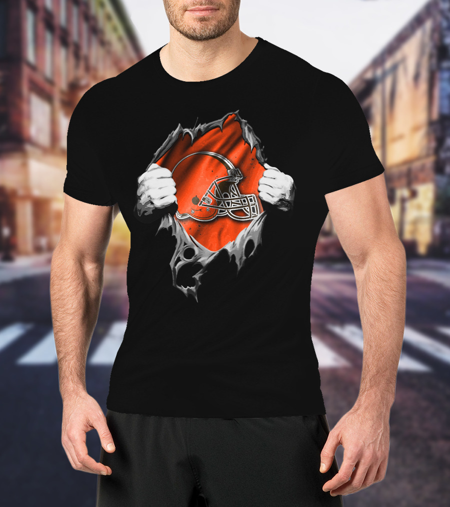 Torn Cleveland Browns Football Helmet Revealed T-Shirt
