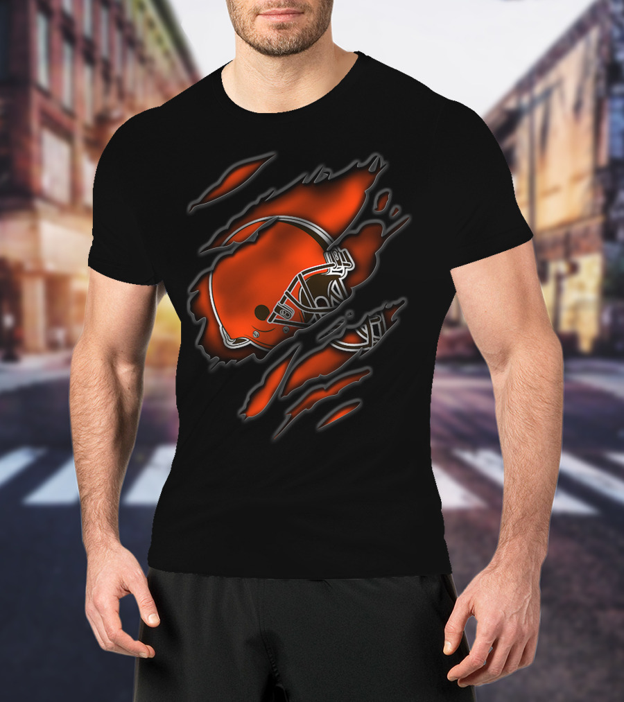 Torn Cleveland Browns Helmet T-Shirt