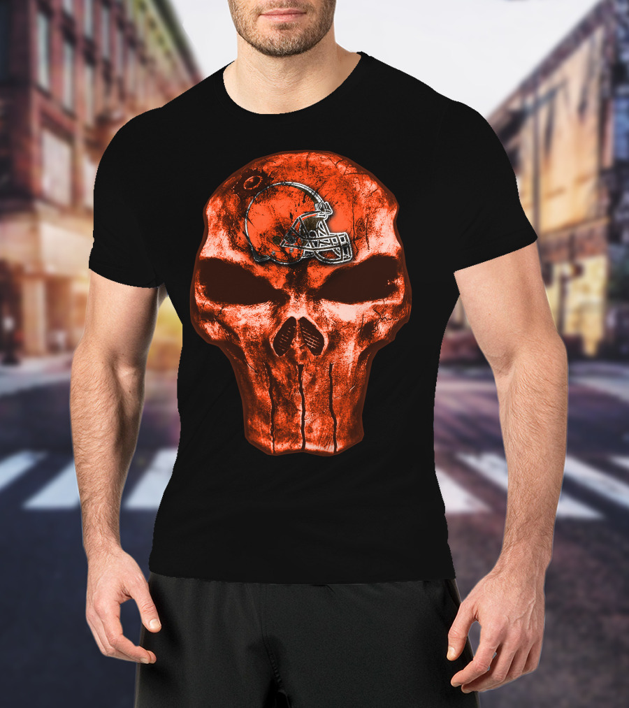 Cleveland Browns Skull Helmet T-Shirt