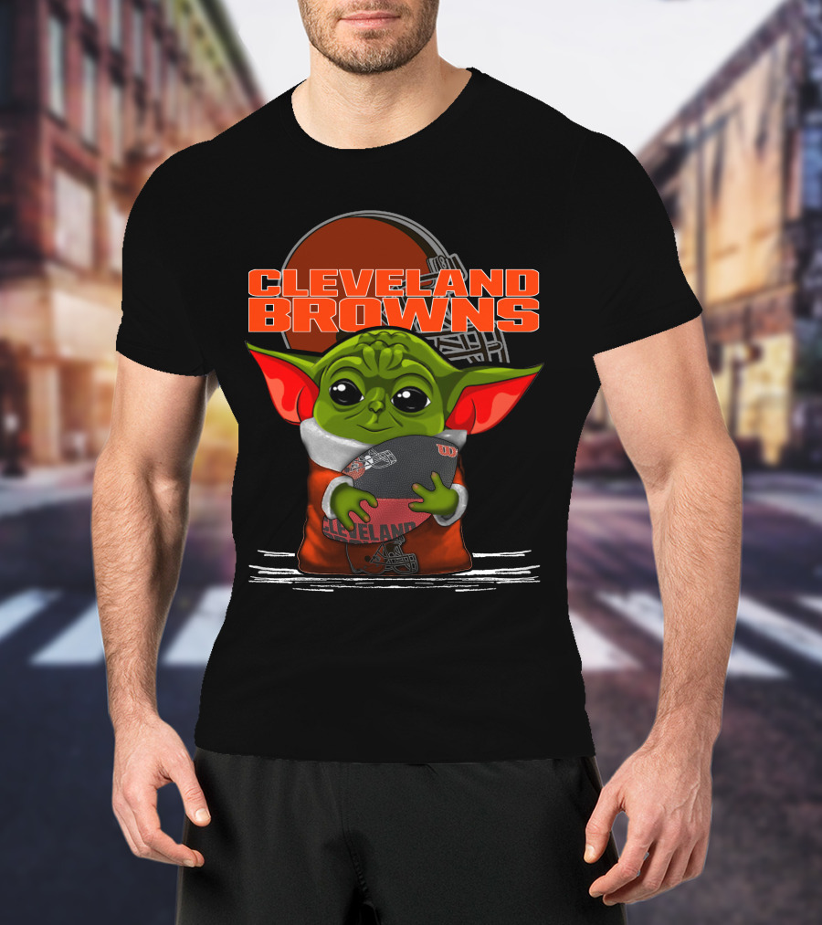 Cleveland Browns Yoda Holding Football T-Shirt