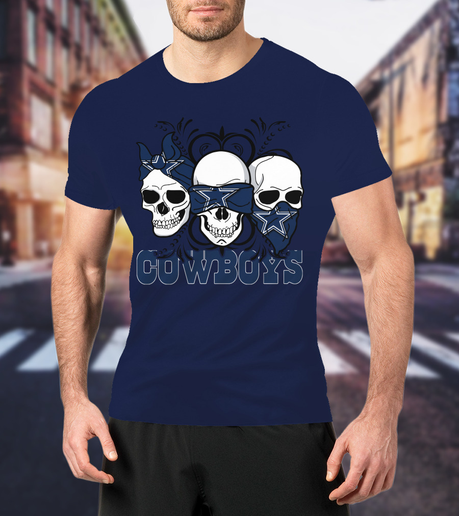 Cowboys Three Skulls Bandana Stars T-Shirt