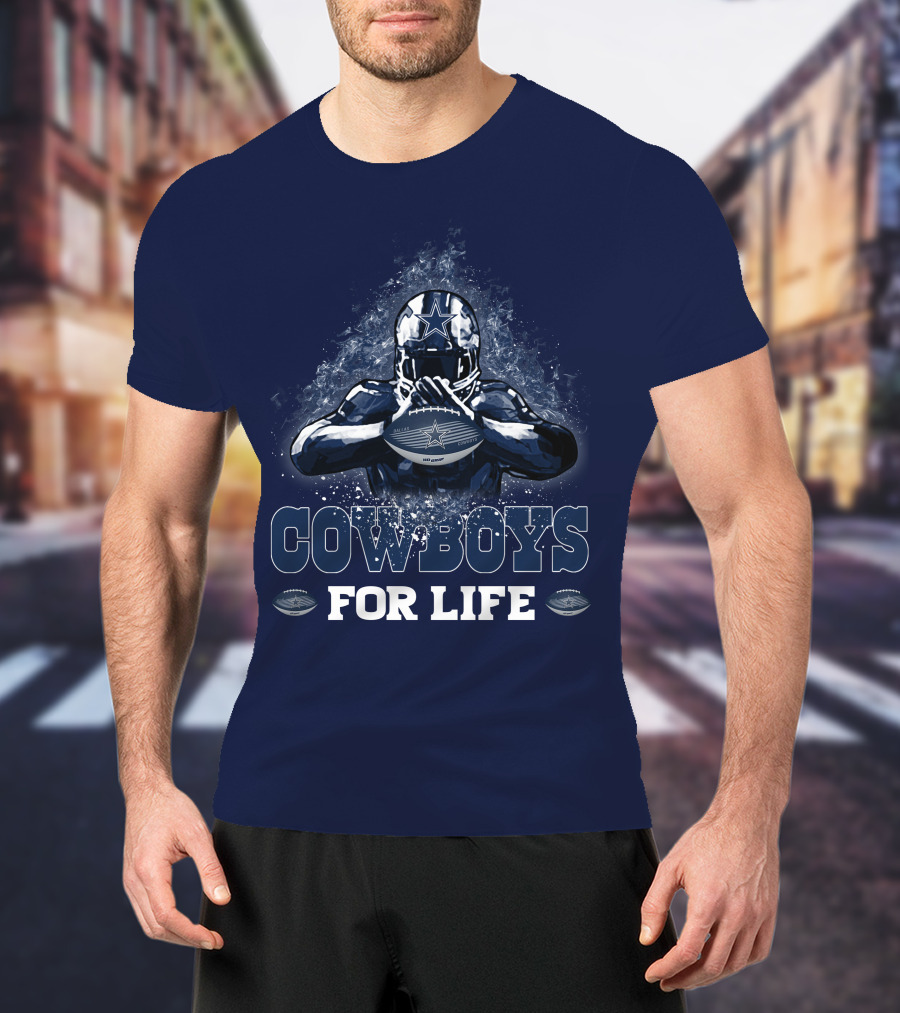 COWBOYS FOR LIFE DALLAS COWBOYS Football Helmet Star Logo Blue T-Shirt