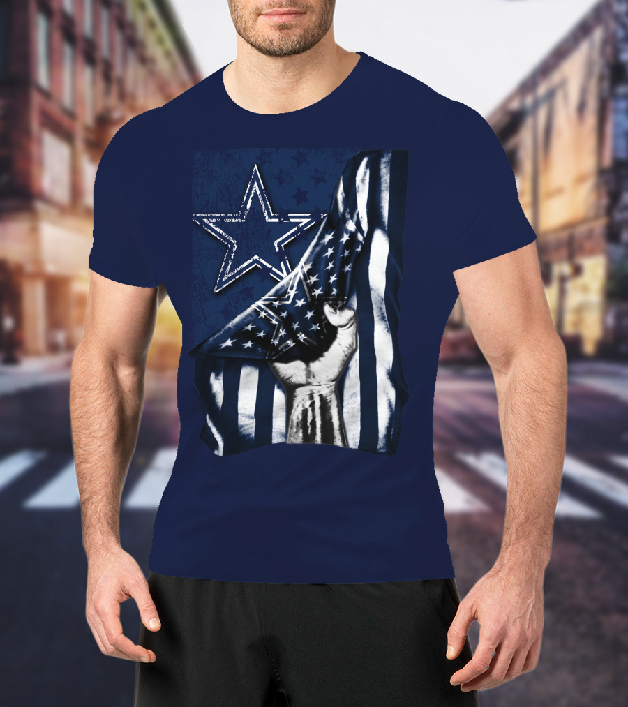 Dallas Cowboys Star With American Flag And Fist T-Shirt