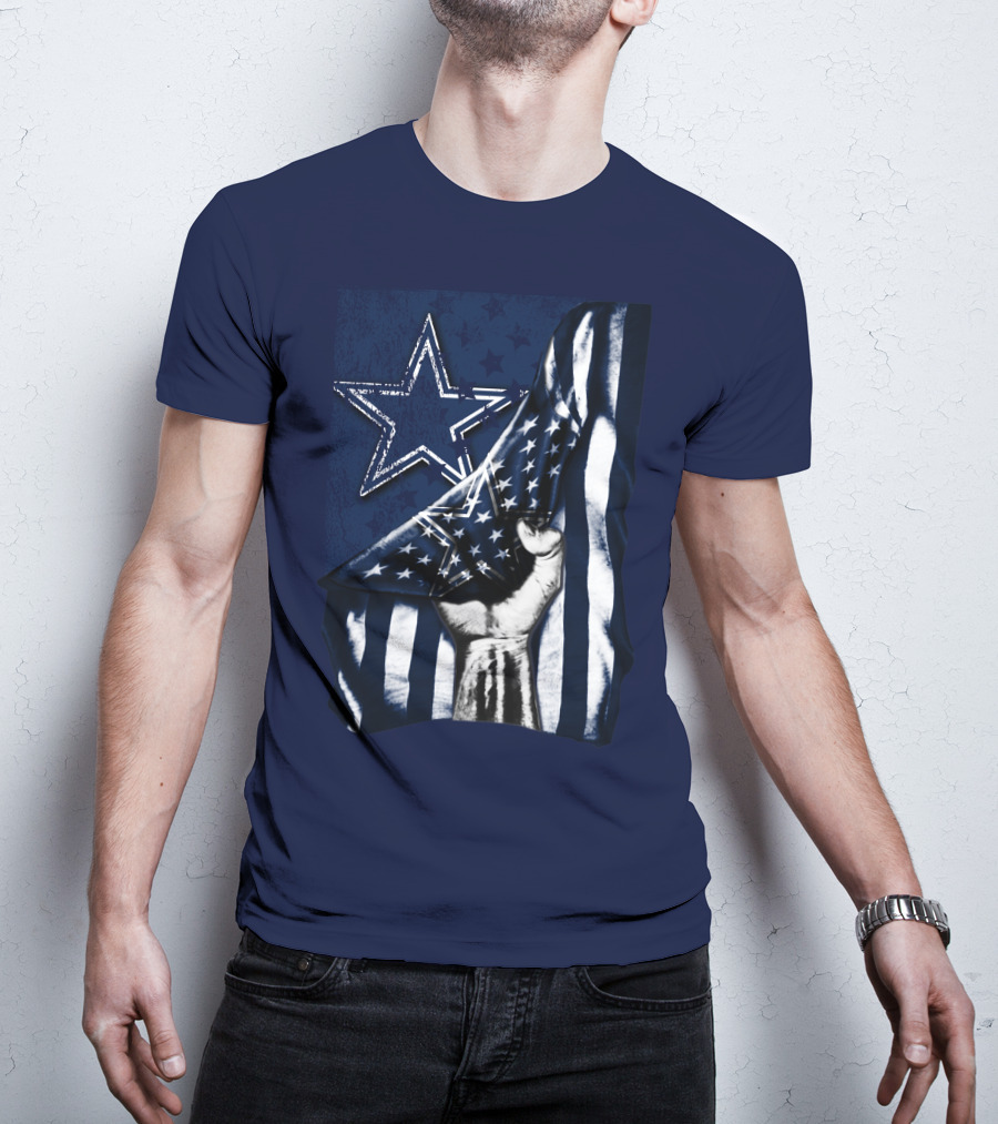 Dallas Cowboys Star With American Flag And Fist T-Shirt