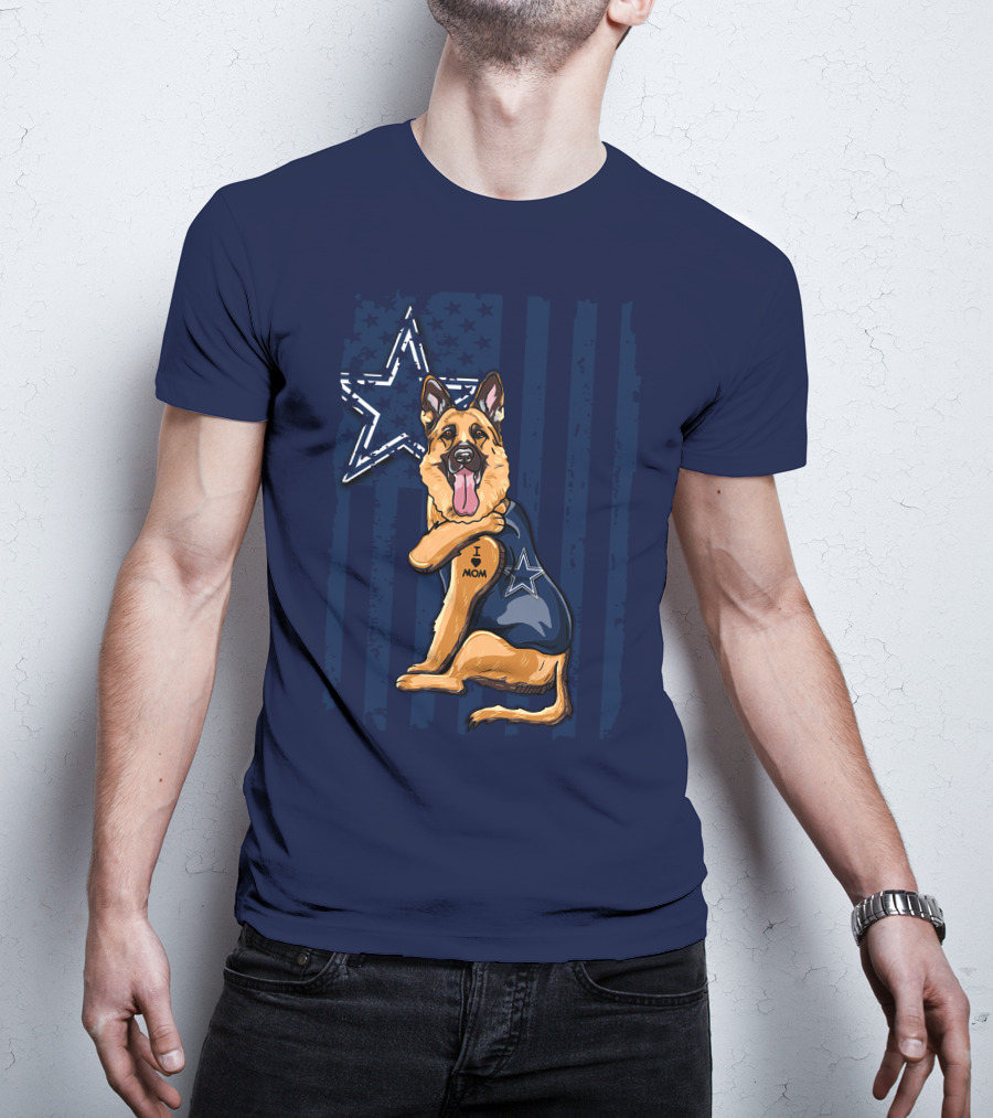 German Shepherd I Love Mom Dallas Cowboys Star T-Shirt