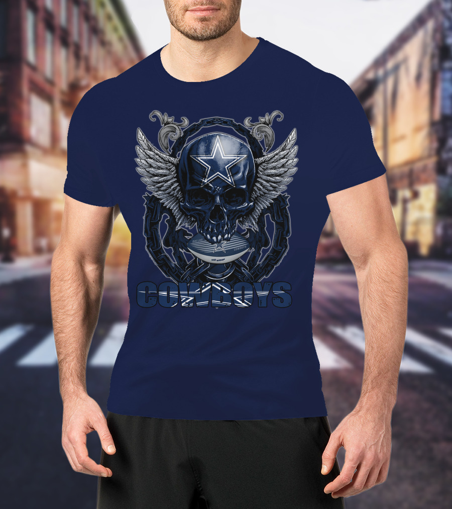 Skullfb Dallas Cowboys Wings Star Chain Crest T-Shirt