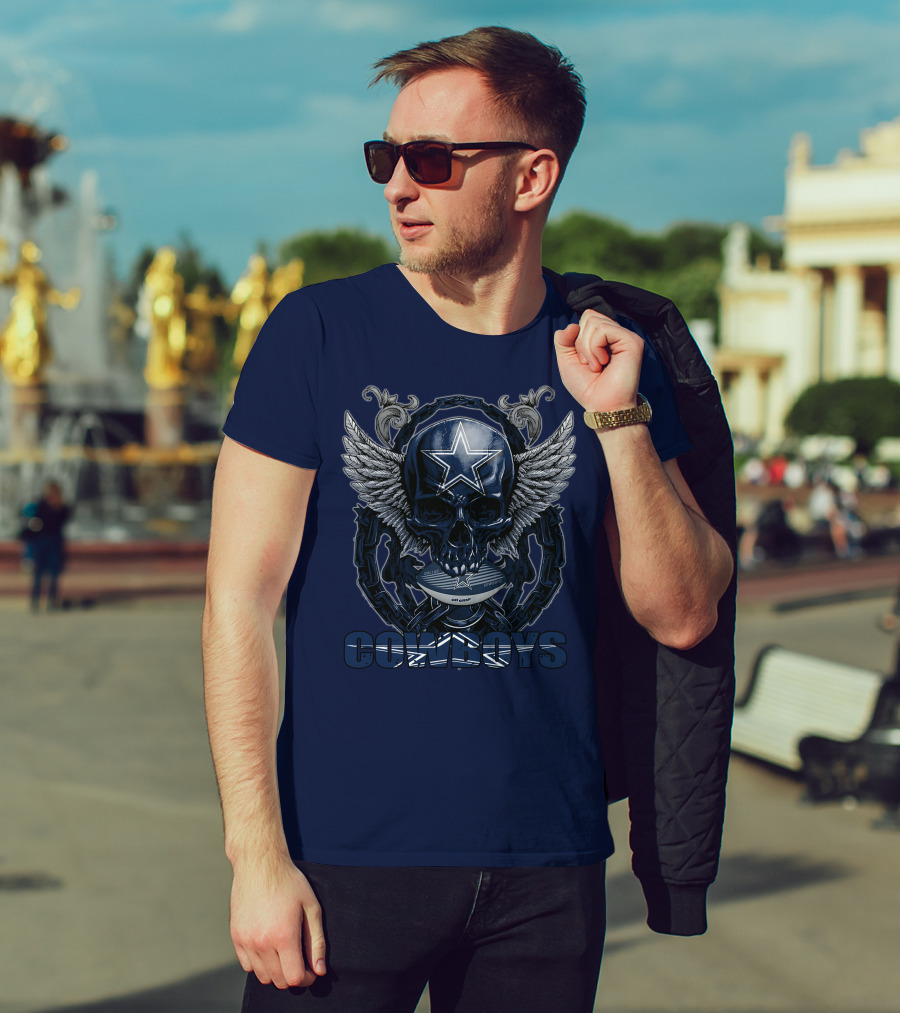 Skullfb Dallas Cowboys Wings Star Chain Crest T-Shirt