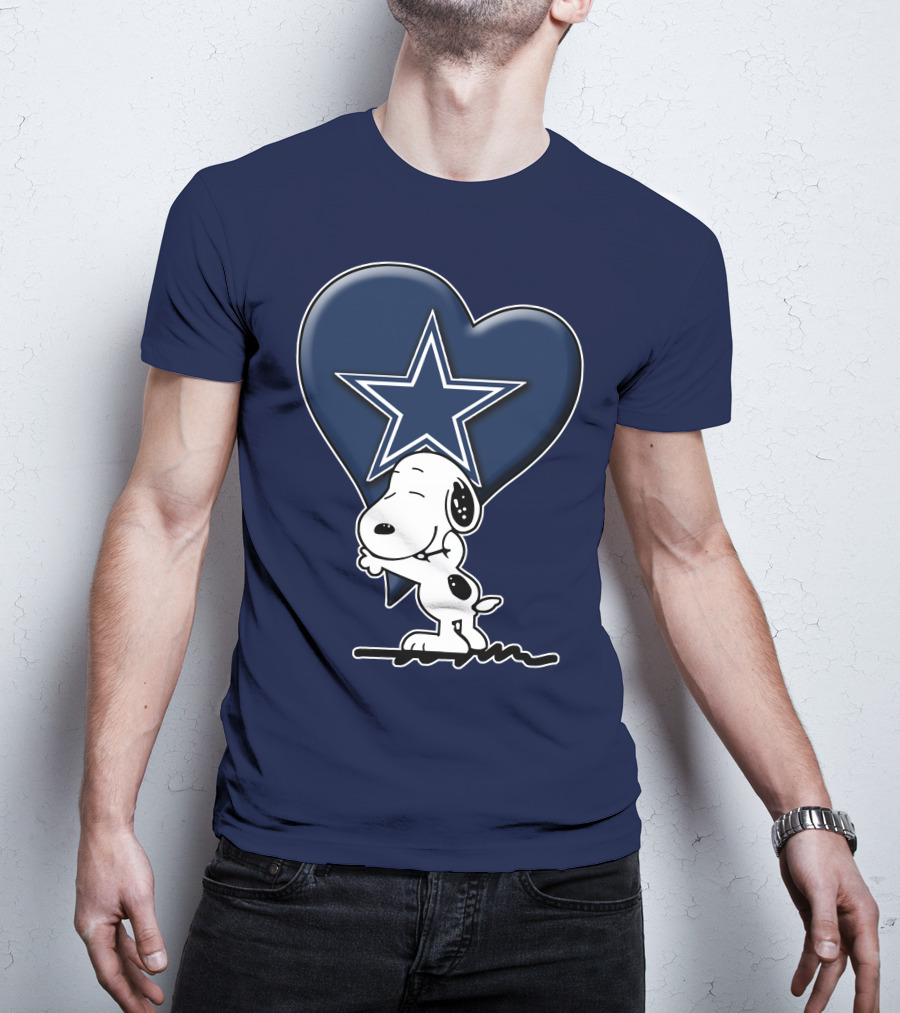 Snoopy Hugging Heart With Dallas Cowboys Star T-Shirt