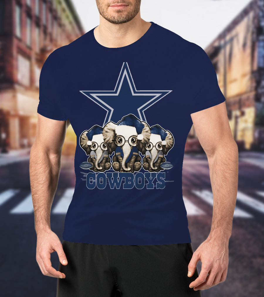 Elephan Xmas Dallas Cowboys Star Logo Glasses Hindustani T-Shirt