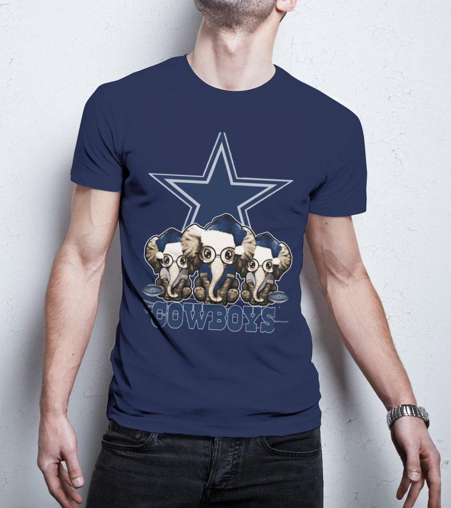 Elephan Xmas Dallas Cowboys Star Logo Glasses Hindustani T-Shirt
