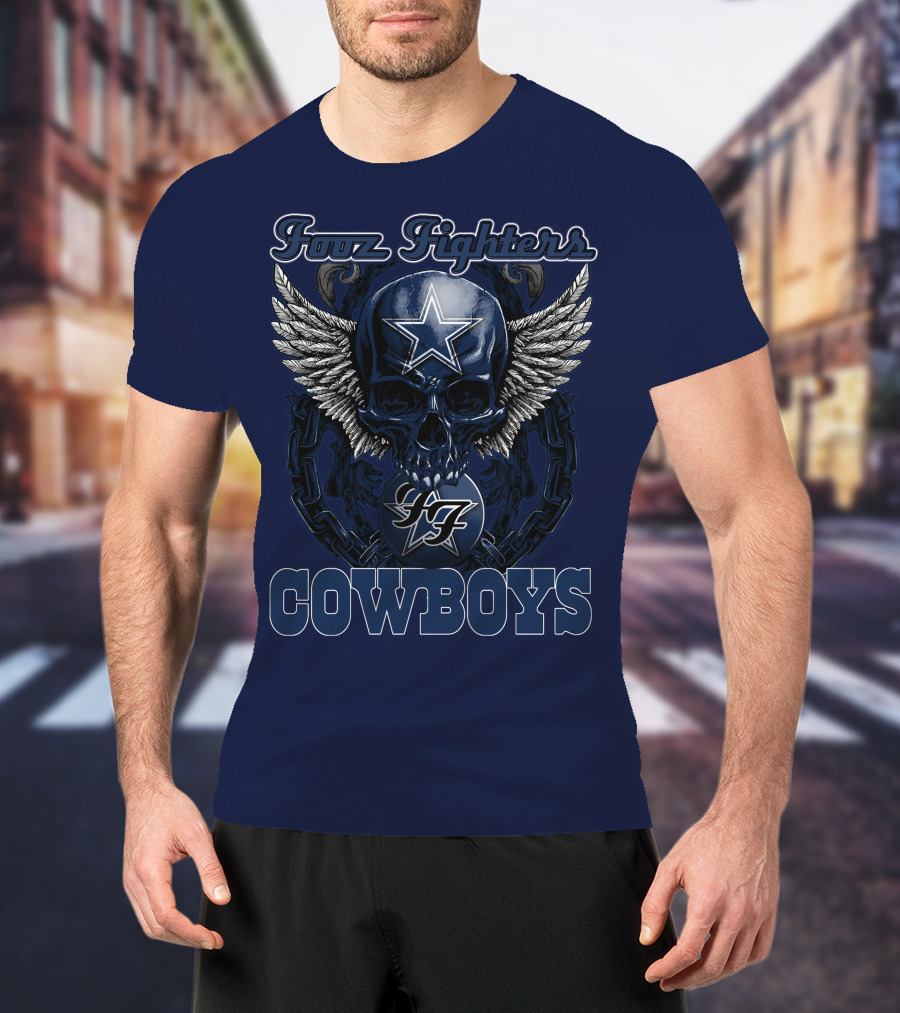 Foo Fighters Dallas Cowboys Skull Wings Star T-Shirt