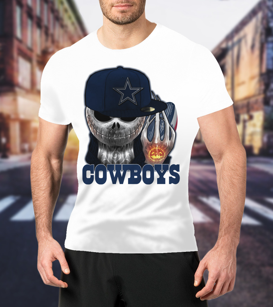 Jackskull Cowboys Halloween Star Football T-Shirt