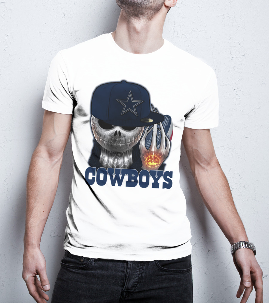 Jackskull Cowboys Halloween Star Football T-Shirt