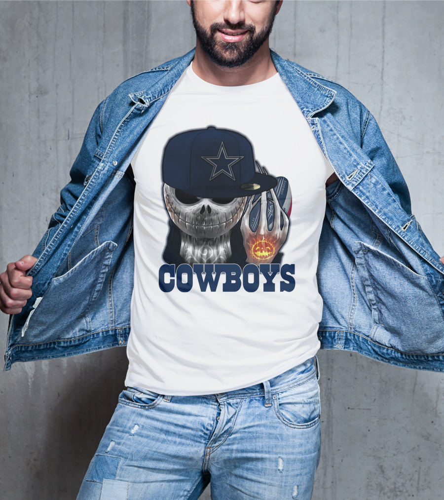 Jackskull Cowboys Halloween Star Football T-Shirt