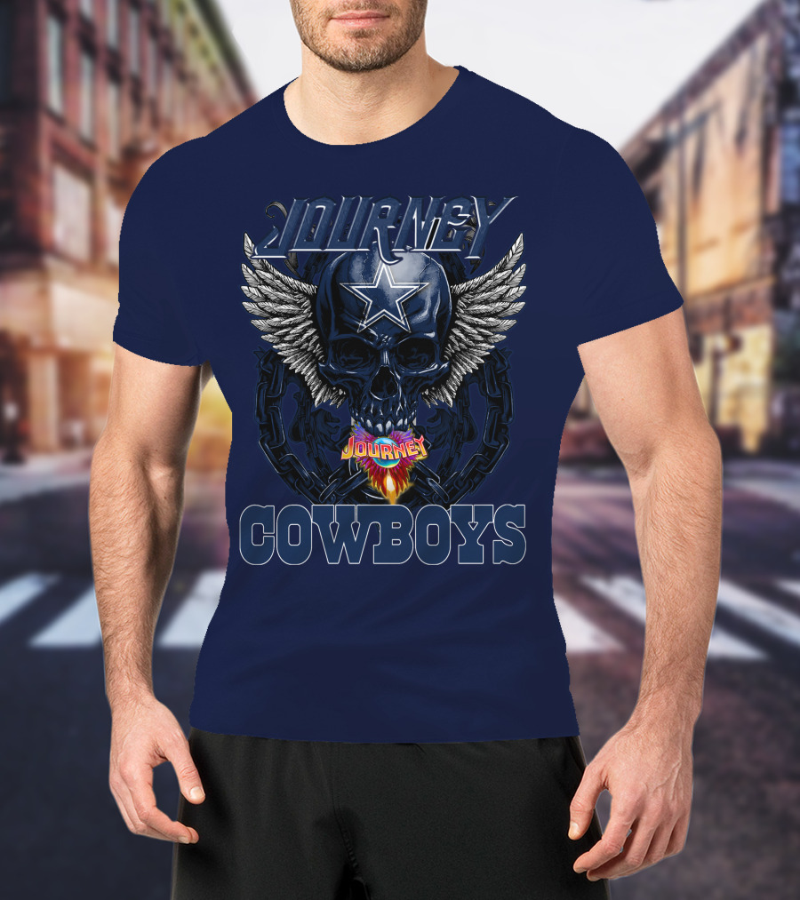 JOURNEY COWBOYS Dallas Skull Wings Star T-Shirt