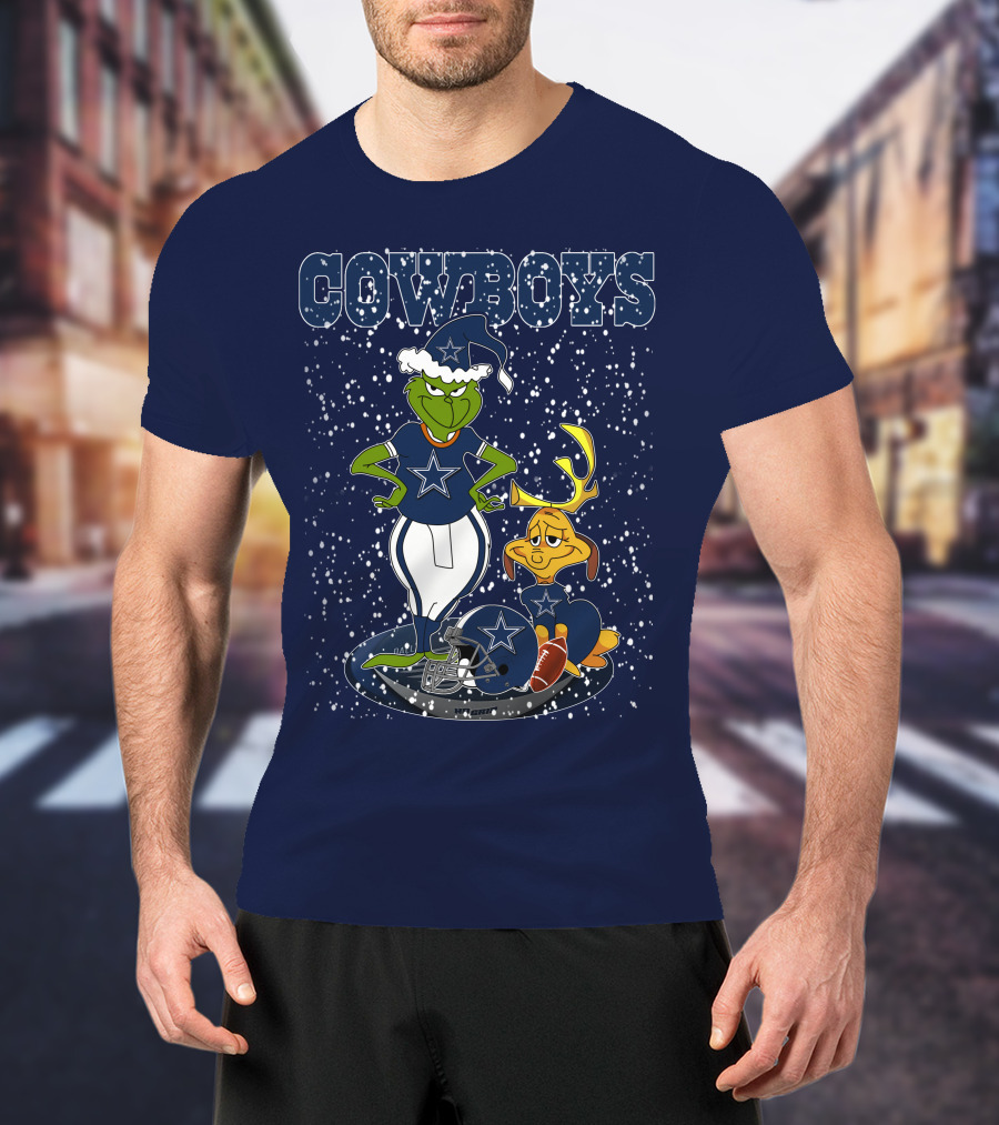 Grinchxmas Cowboys Football Holiday Mashup T-Shirt