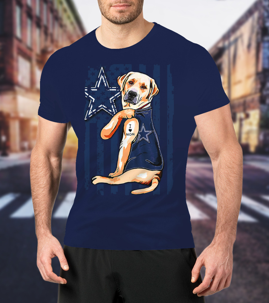 Labrador Retriever Loves Mom Dallas Cowboys Fan T-Shirt