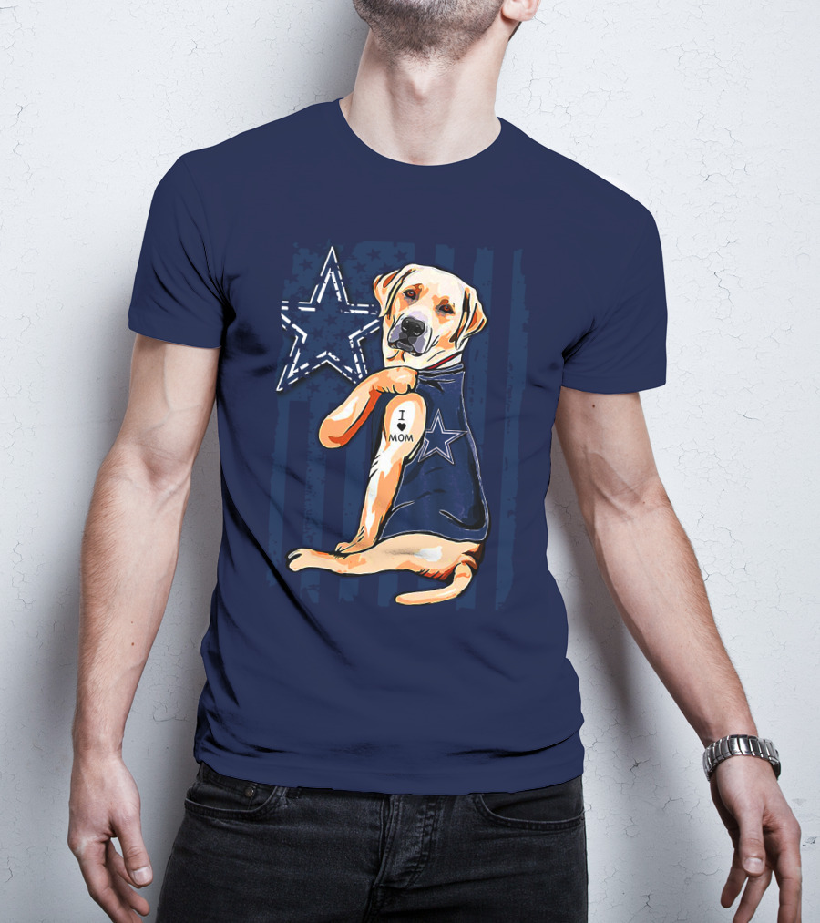 Labrador Retriever Loves Mom Dallas Cowboys Fan T-Shirt