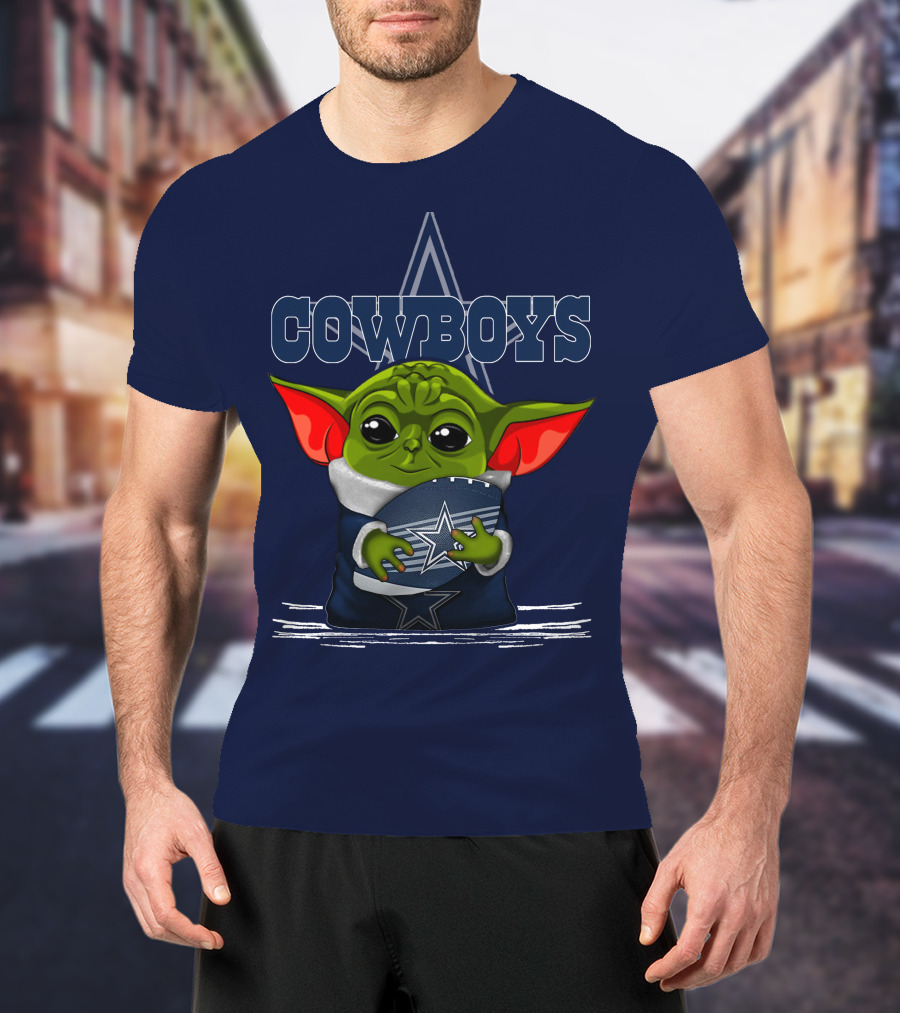 COWBOYS Yoda Holding Football Star T-Shirt