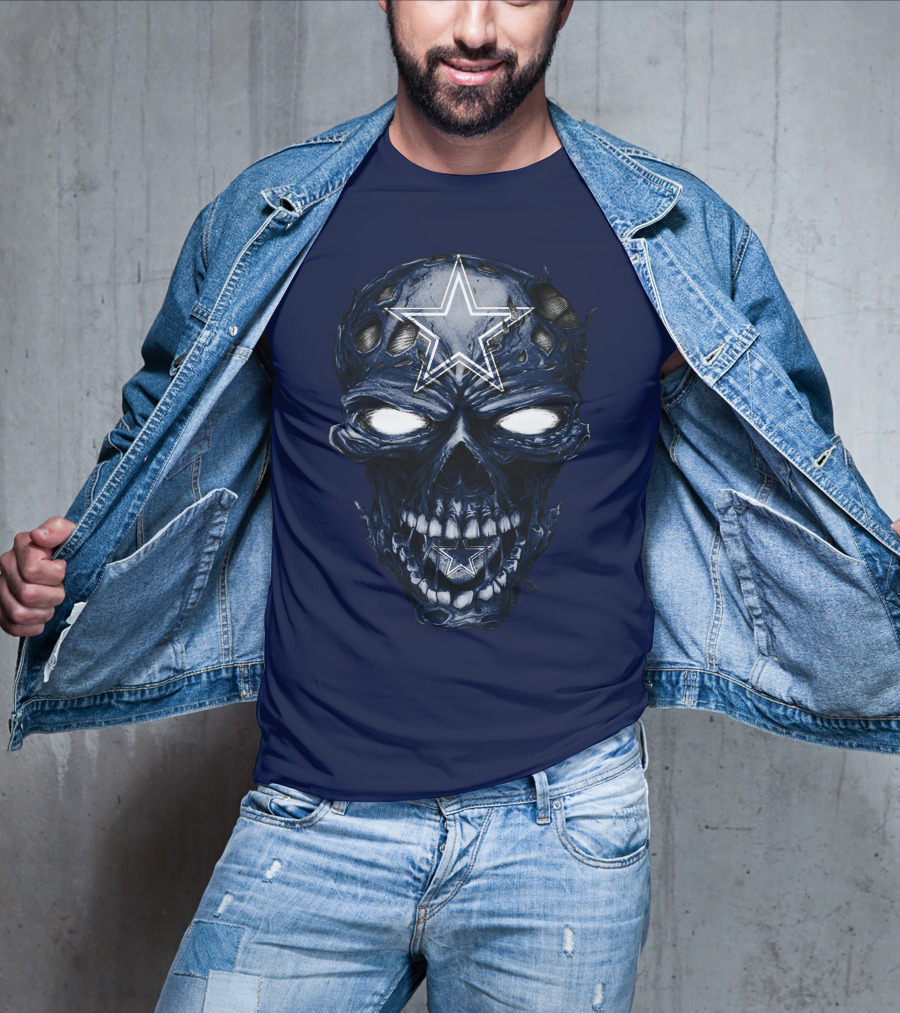 Skull Dallas Cowboys Star Icon NFL Football Fan Gear T-Shirt