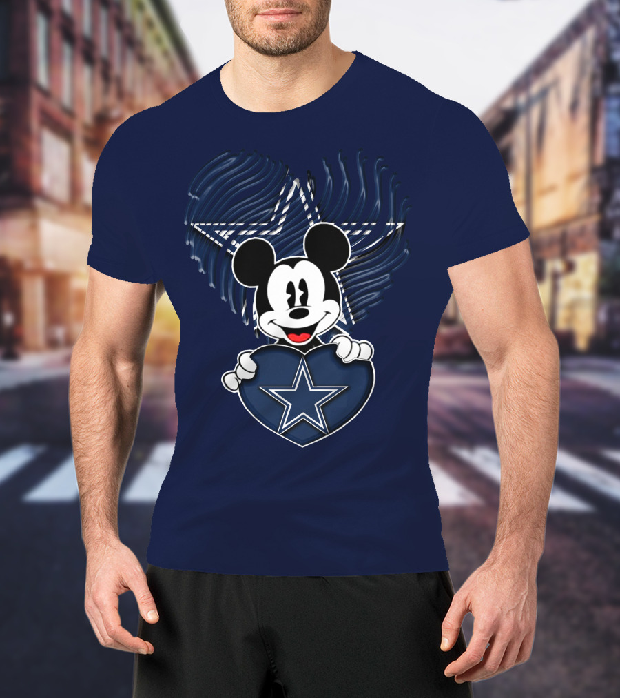Mick Mouse Heart Star Dallas Cowboys T-Shirt