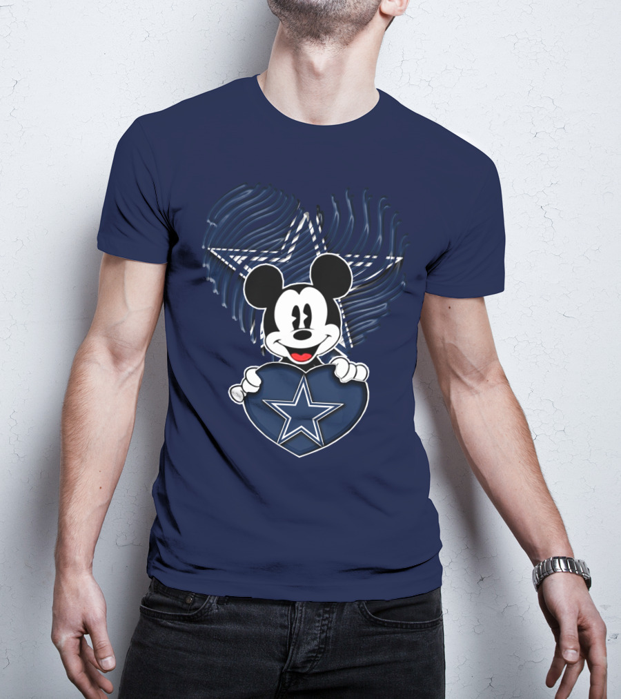 Mick Mouse Heart Star Dallas Cowboys T-Shirt