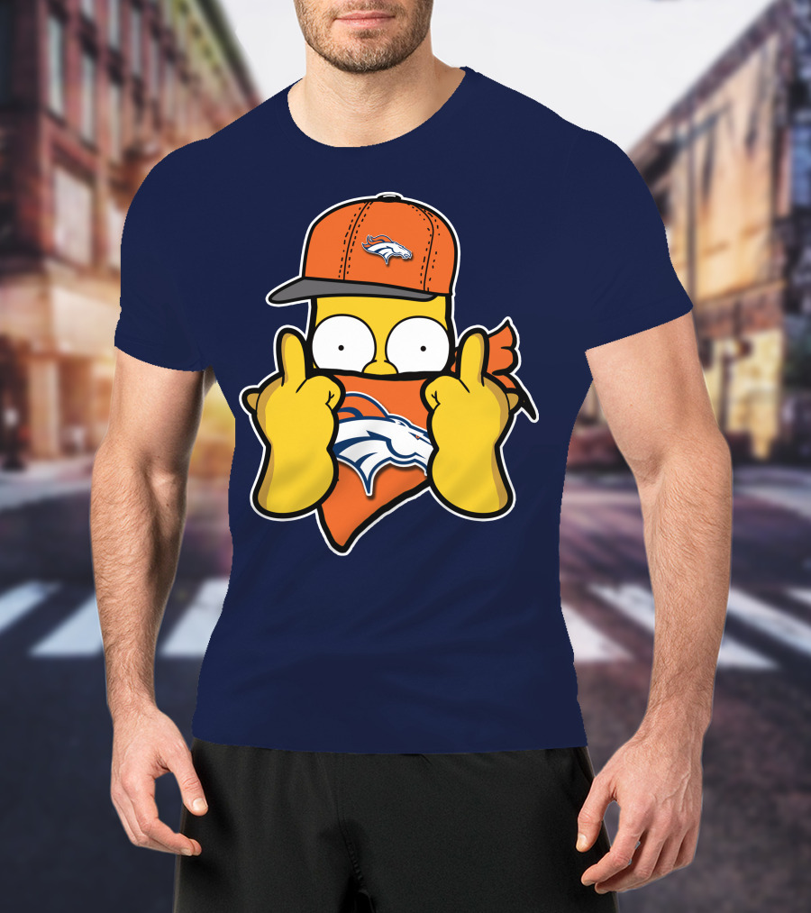 Denver Broncos Homer Simpson Middle Finger Gesture T-Shirt