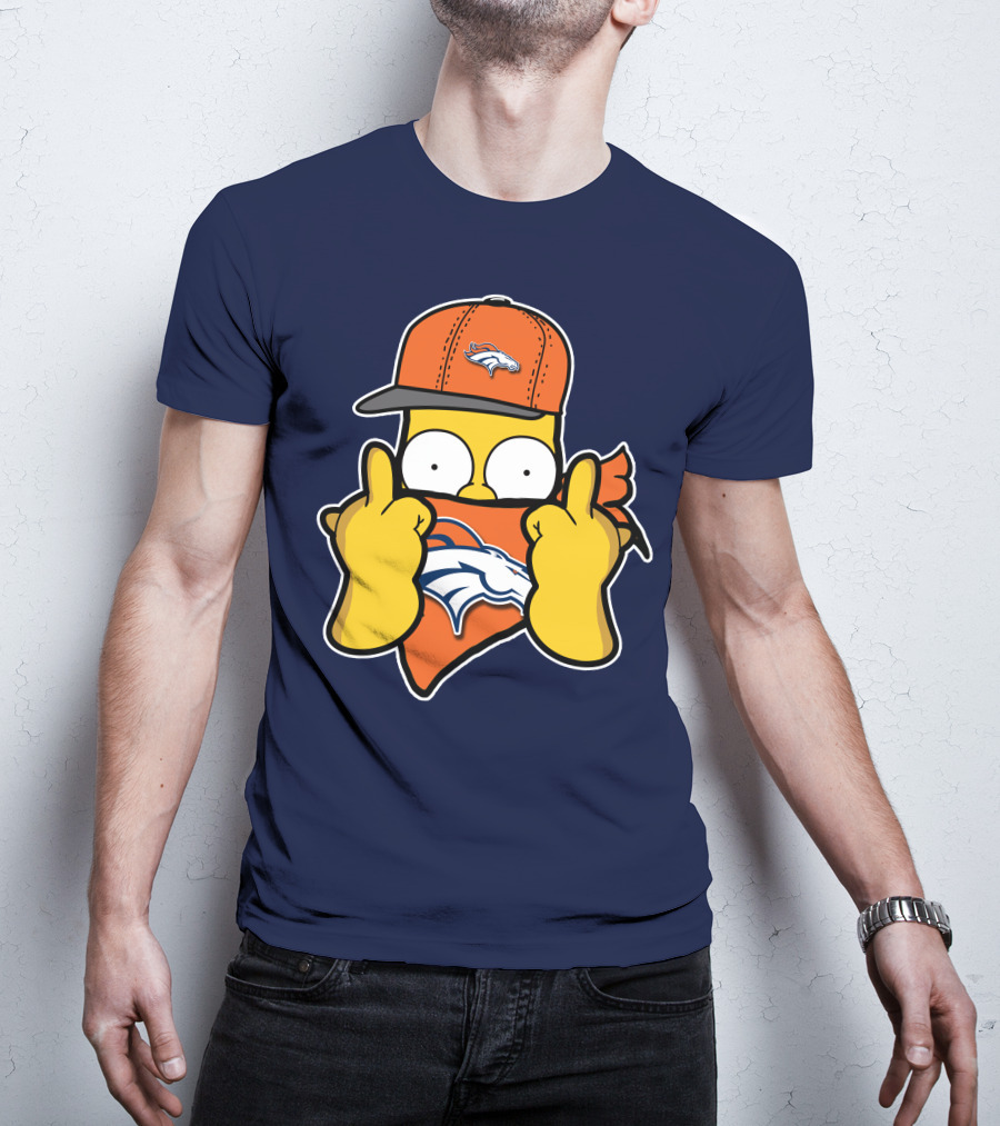 Denver Broncos Homer Simpson Middle Finger Gesture T-Shirt