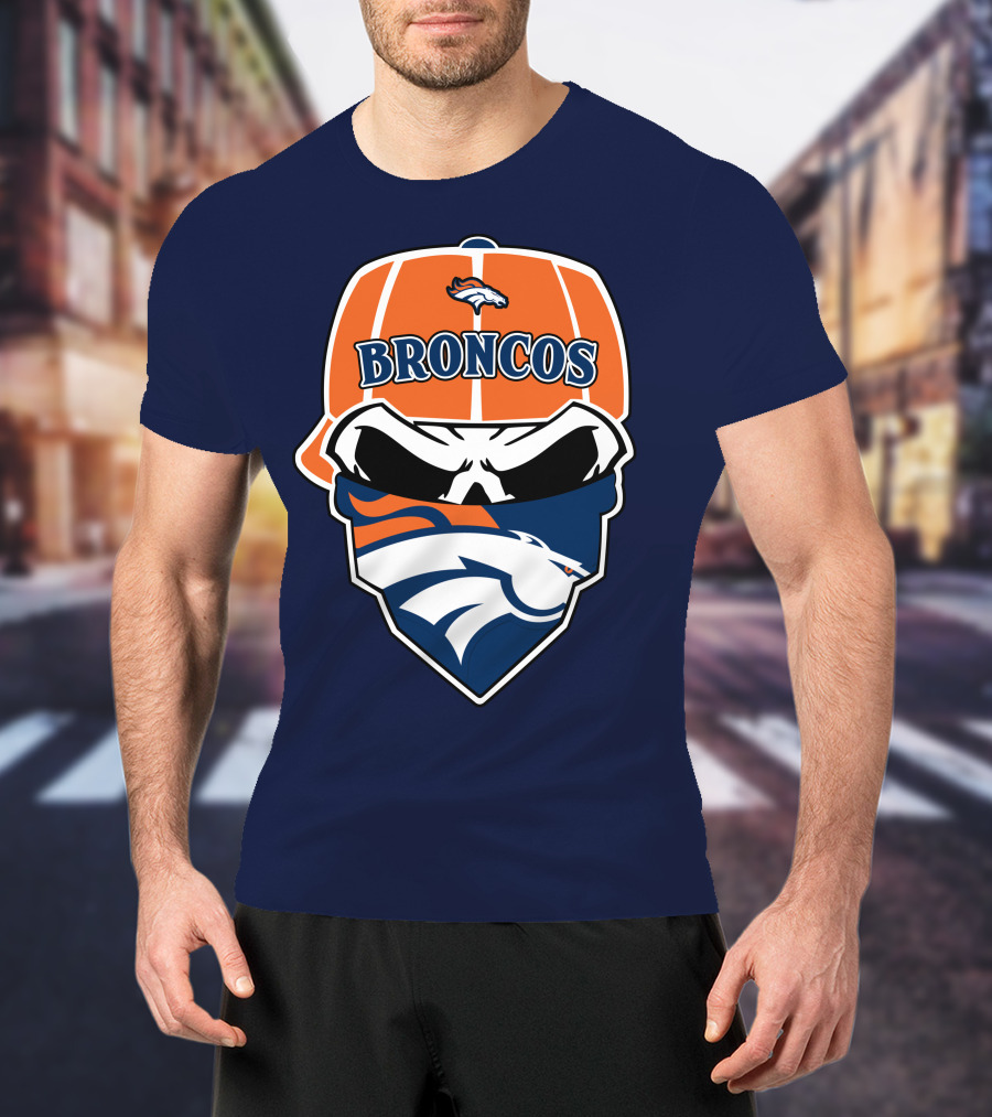 Broncos Skull Bandana Cap Logo Denver Broncos T-Shirt