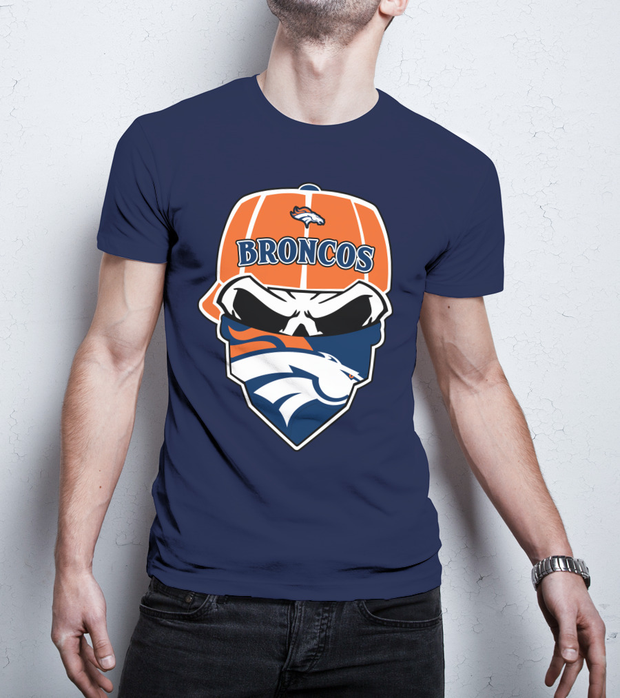 Broncos Skull Bandana Cap Logo Denver Broncos T-Shirt