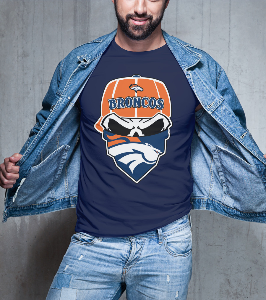 Broncos Skull Bandana Cap Logo Denver Broncos T-Shirt