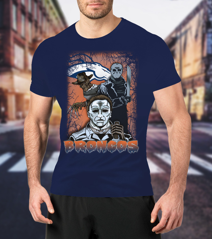 Broncos Horror Icons Halloween Denver T-Shirt