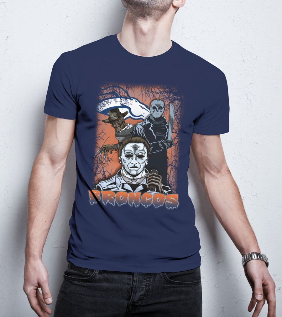 Broncos Horror Icons Halloween Denver T-Shirt