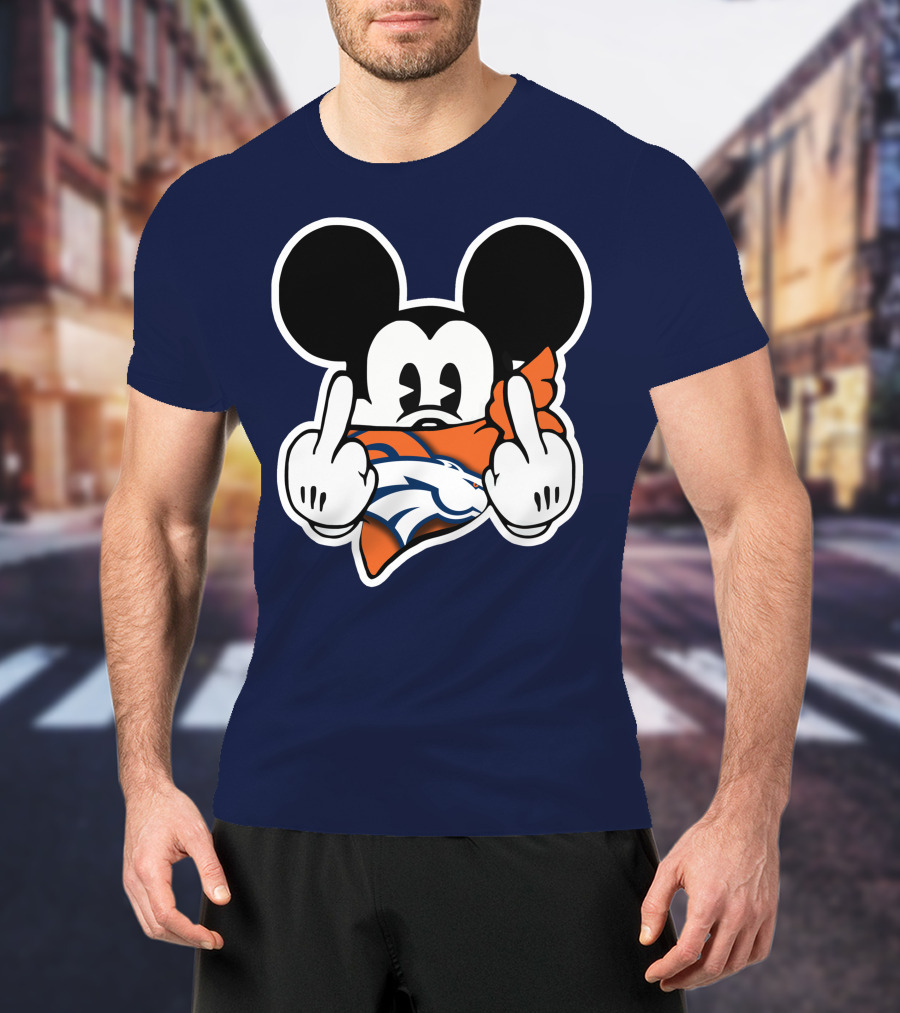 Denver Broncos Mickey Middle Fingers T-Shirt