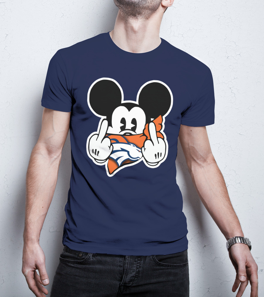 Denver Broncos Mickey Middle Fingers T-Shirt