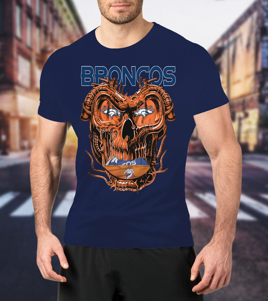 Dragonskull Broncos Football Logo Denver Broncos T-Shirt