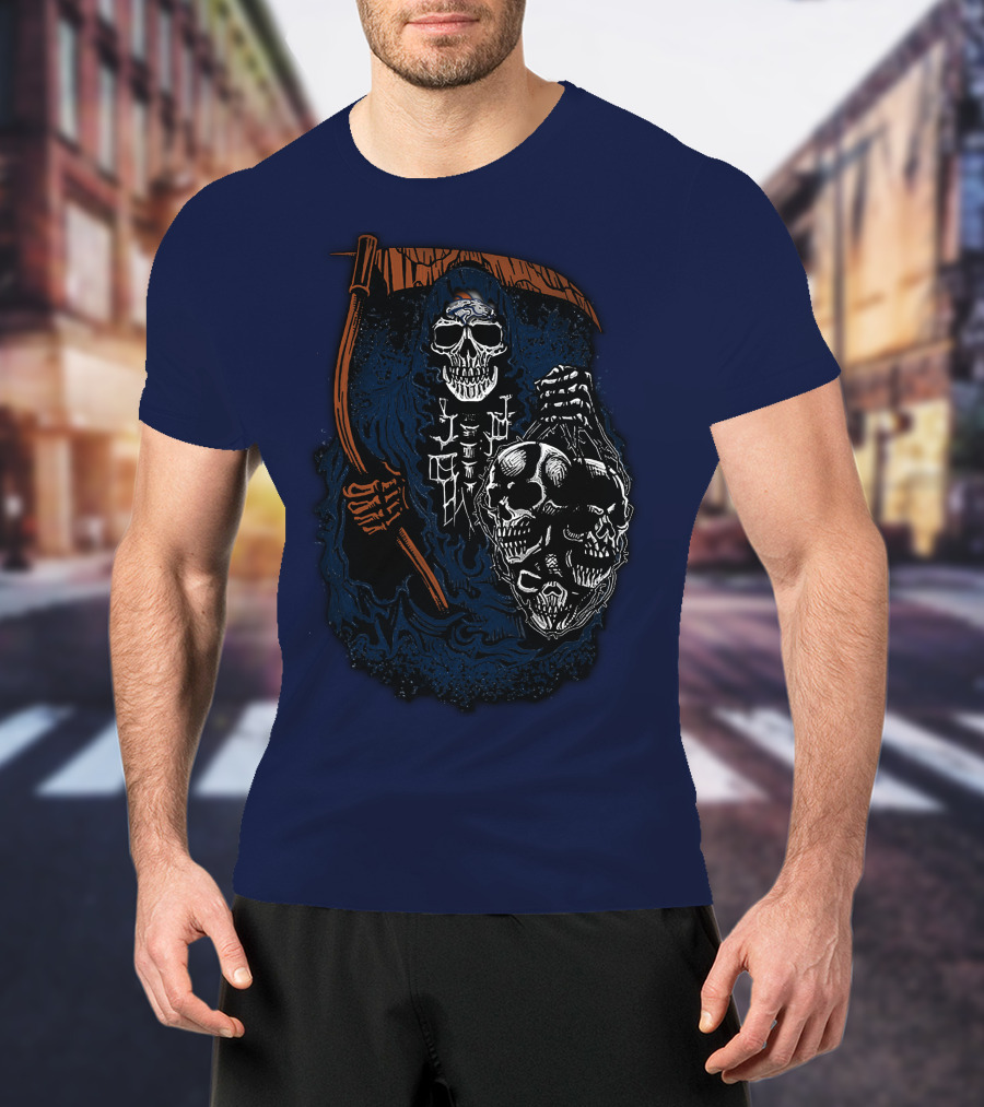 Denver Broncos Grim Reaper Skull Art T-Shirt