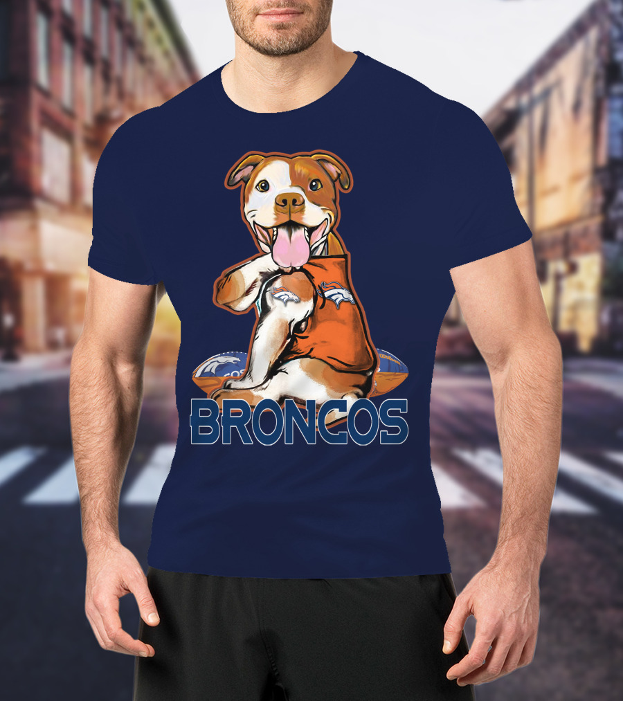 Pittbull Broncos Denver Football Puppy T-Shirt