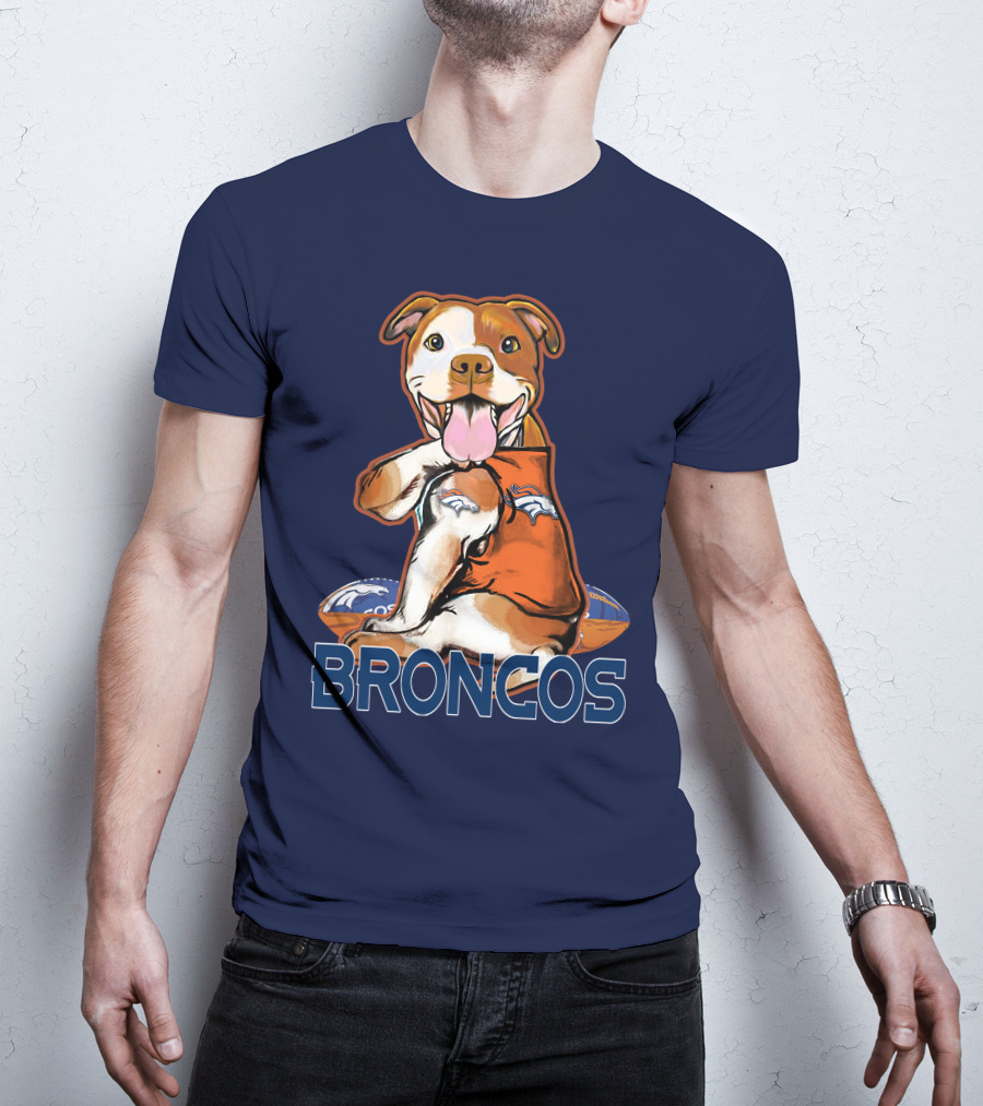 Pittbull Broncos Denver Football Puppy T-Shirt