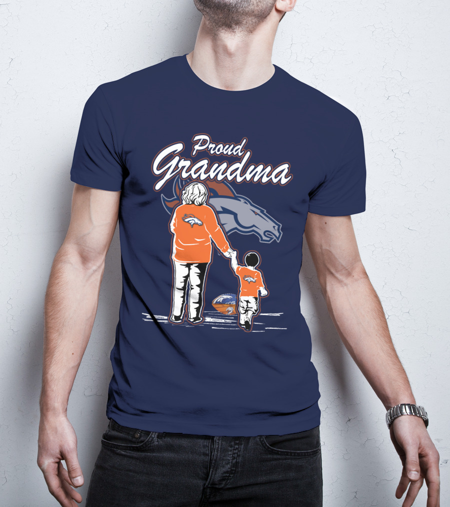 Proud Grandma Denver Broncos Family Football Fan Wears Team Logo T-Shirt